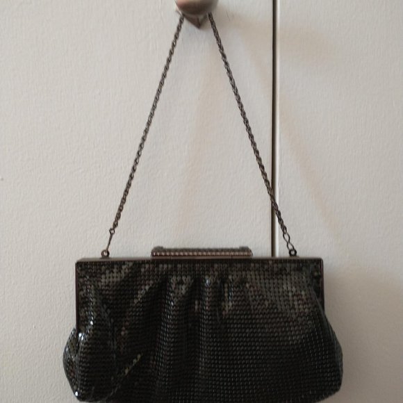 The Limited Black Metal Mesh Clutch Evening Handbag Purse - Picture 10 of 12